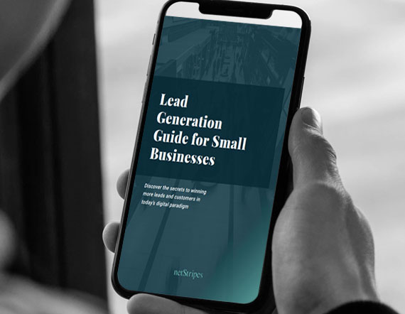 A phone showing the NetStrieps' Ebook: Lead Generation Guide for Small Businesses