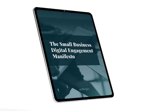 A tablet showing the Small Business Digital Marketing Manifesto by NetStripes