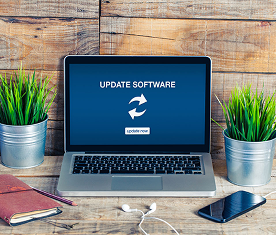 A laptop showing update software