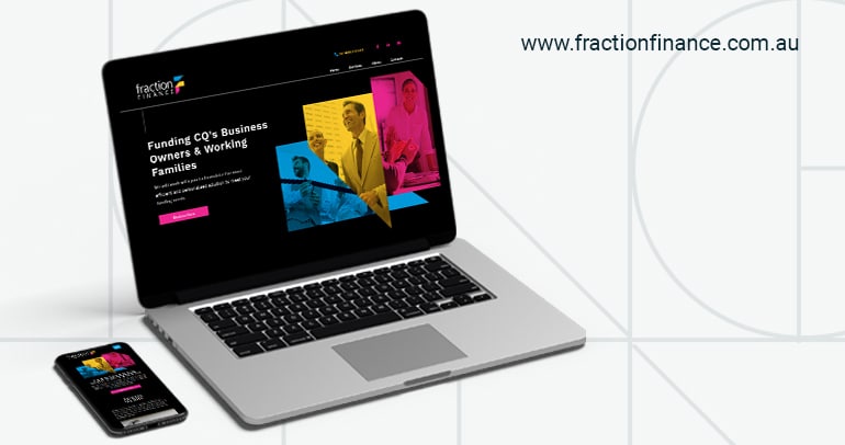 Image of a phone and a laptop showing the Fraction Finance Website