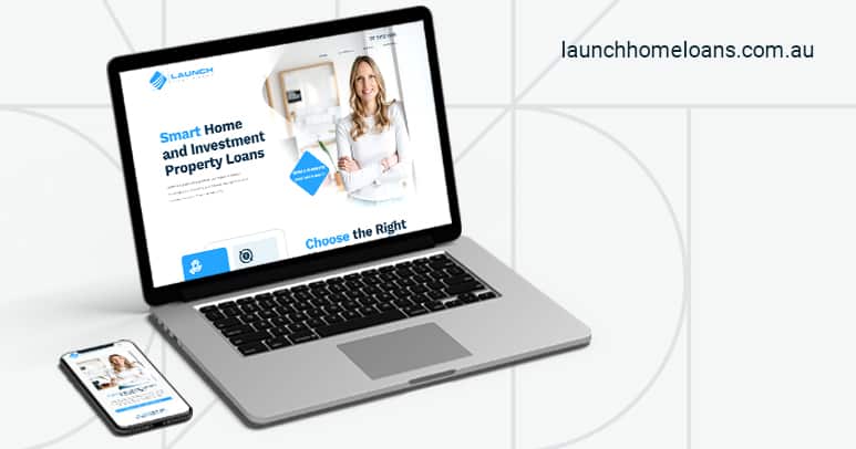 Image of a phone and a laptop showing the Launch Home Loans Website