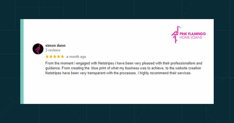 Image showing the Google Review of Simon Dunn from Pink Flamingo Home Loans