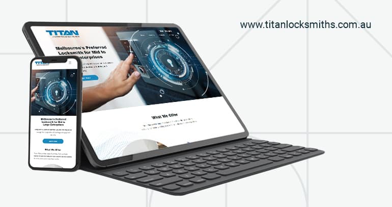 Image of a phone and a tab showing the Titan Locksmiths & Access Security Website